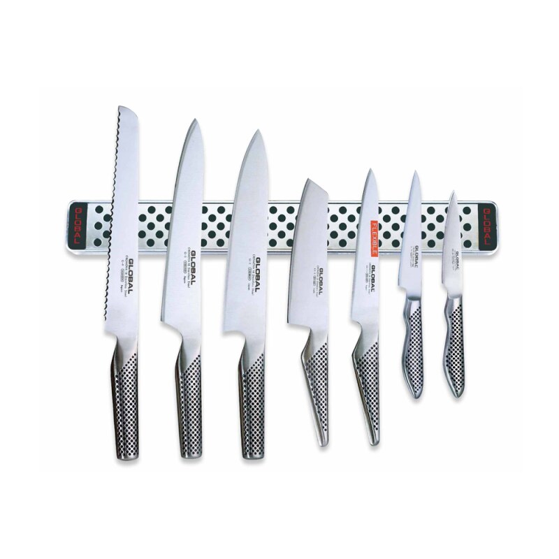 Global 7pc Knife Set with Magnetic Rack - G2395113638/M40
