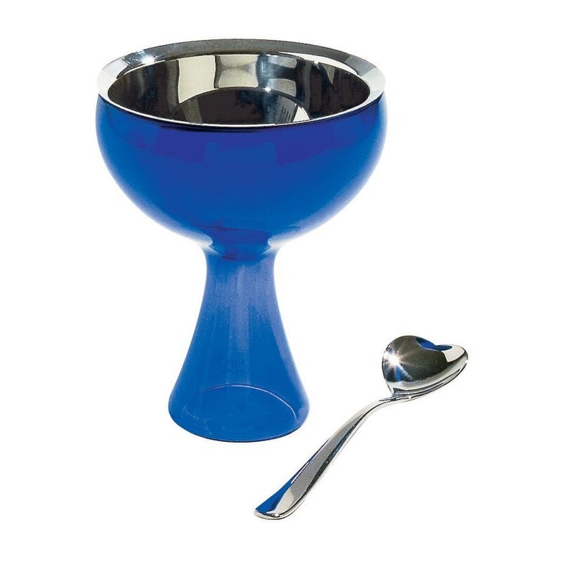 Alessi Big Love Ice Cream Bowl and Spoon in Blue by Mirriam Mirri