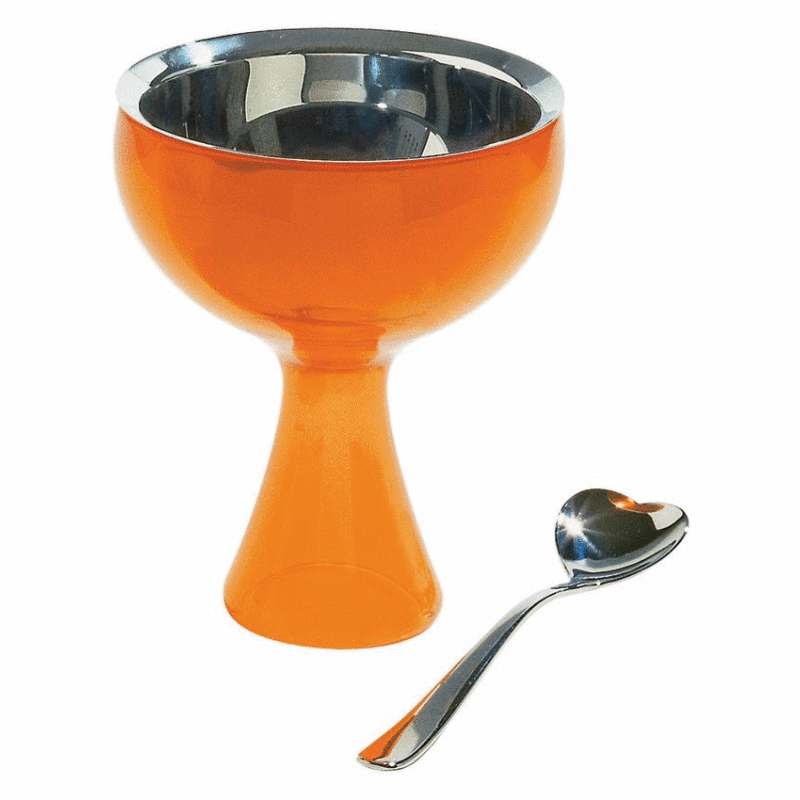 Alessi Big Love Ice Cream Bowl and Spoon in Orange by Mirriam Mirri