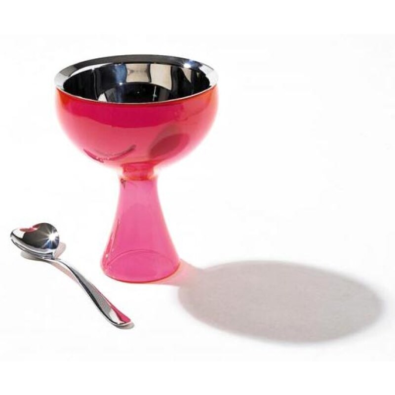 Alessi Big Love Ice Cream Bowl and Spoon in Pink by Mirriam Mirri