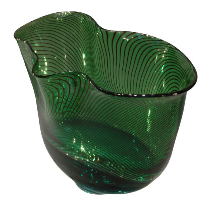 Bob Crooks Glass Bowl - Longitudinal in Green