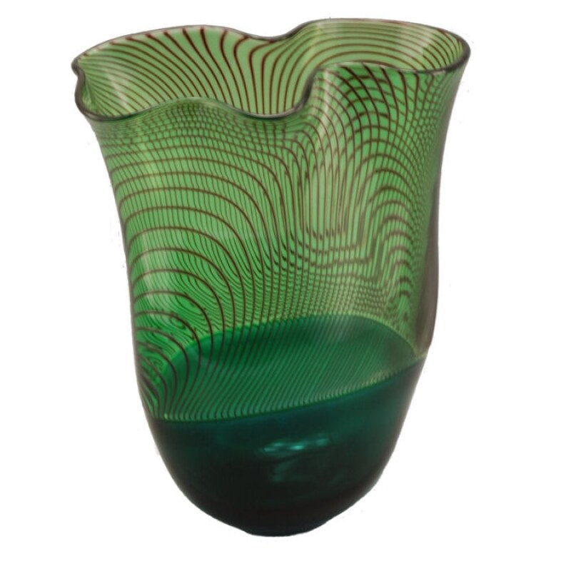 Bob Crooks Glass Vase - Longitudinal in Green