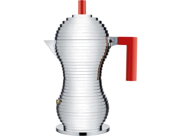 Alessi Pulcina espresso coffee maker in red, 6 cup