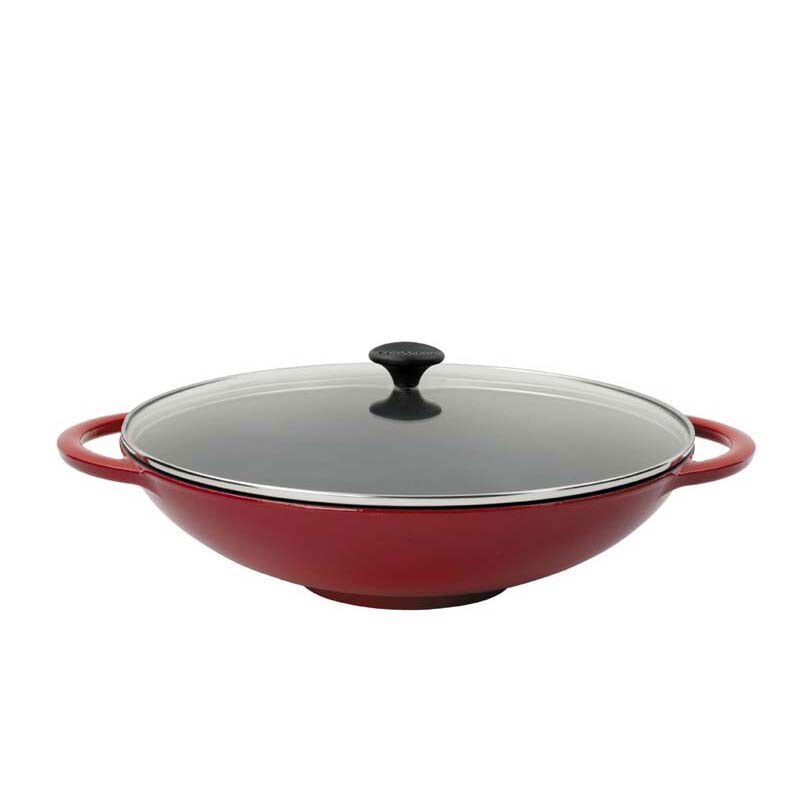 Chasseur Wok with Glass Lid - Chilli Red, 37cm