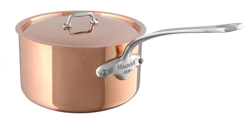 15s_saucepan_with_lid Mauviel M'150S Copper Saucepan with Stainless Steel Handle 18cm - Image 1